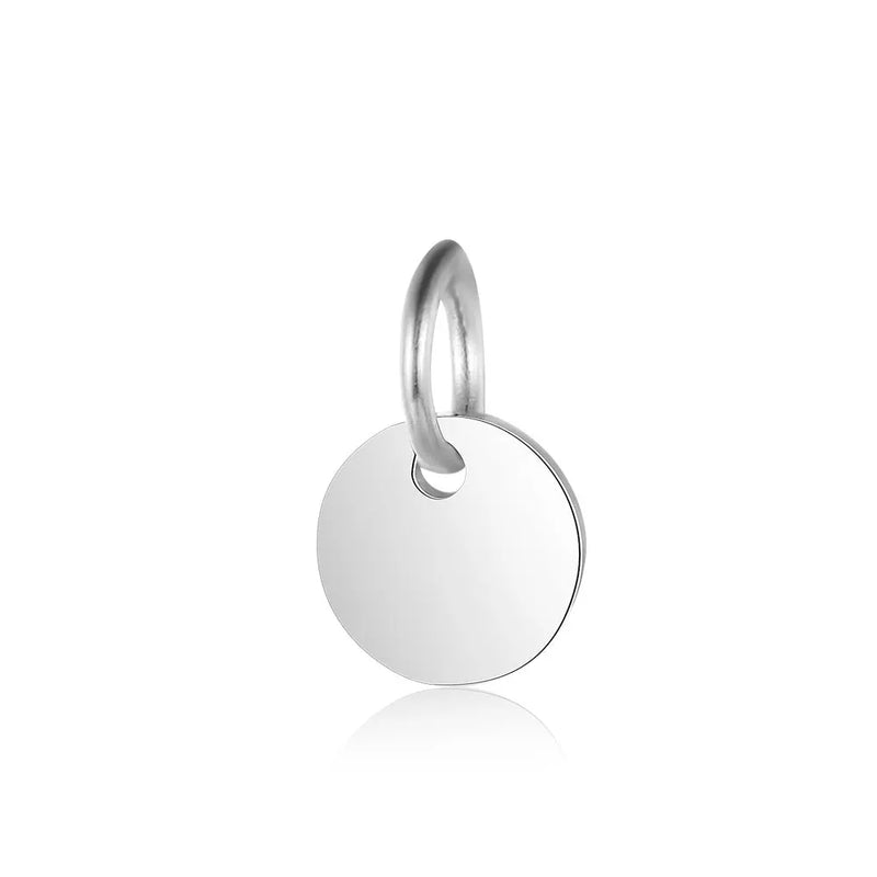 5pcs 316 Stainless Steel Blank 6-20mm Disc Round Tag Charm Pendant