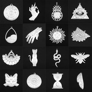 5pcs 316 Stainless Steel Hand Eye Cat Snake DIY Necklace Charm Pendant