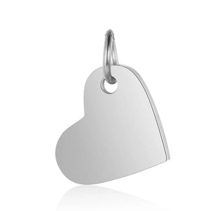 316 Stainless Steel Heart Tag Charm Pendant for DIY Jewelry Making