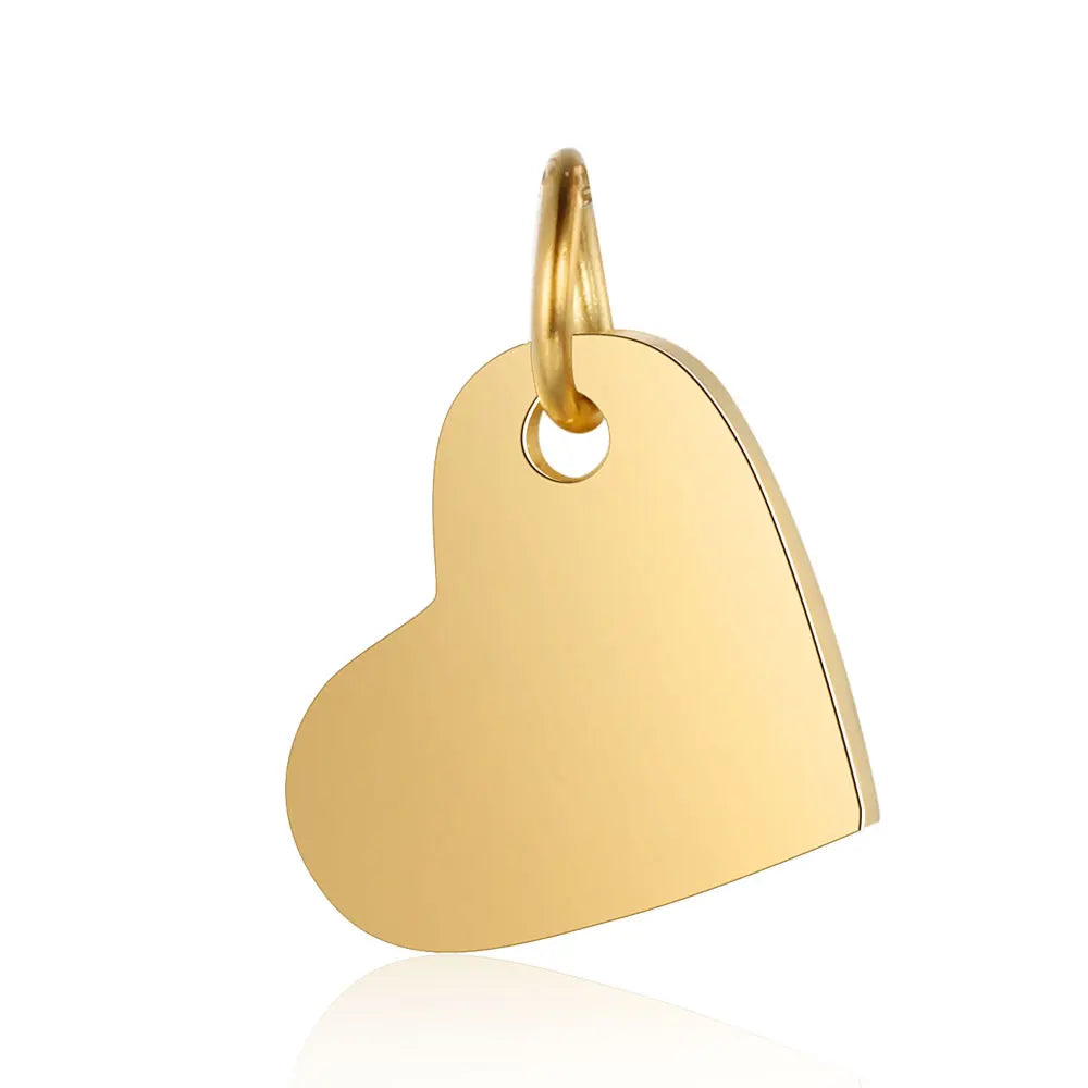 316 Stainless Steel Heart Tag Charm Pendant for DIY Jewelry Making