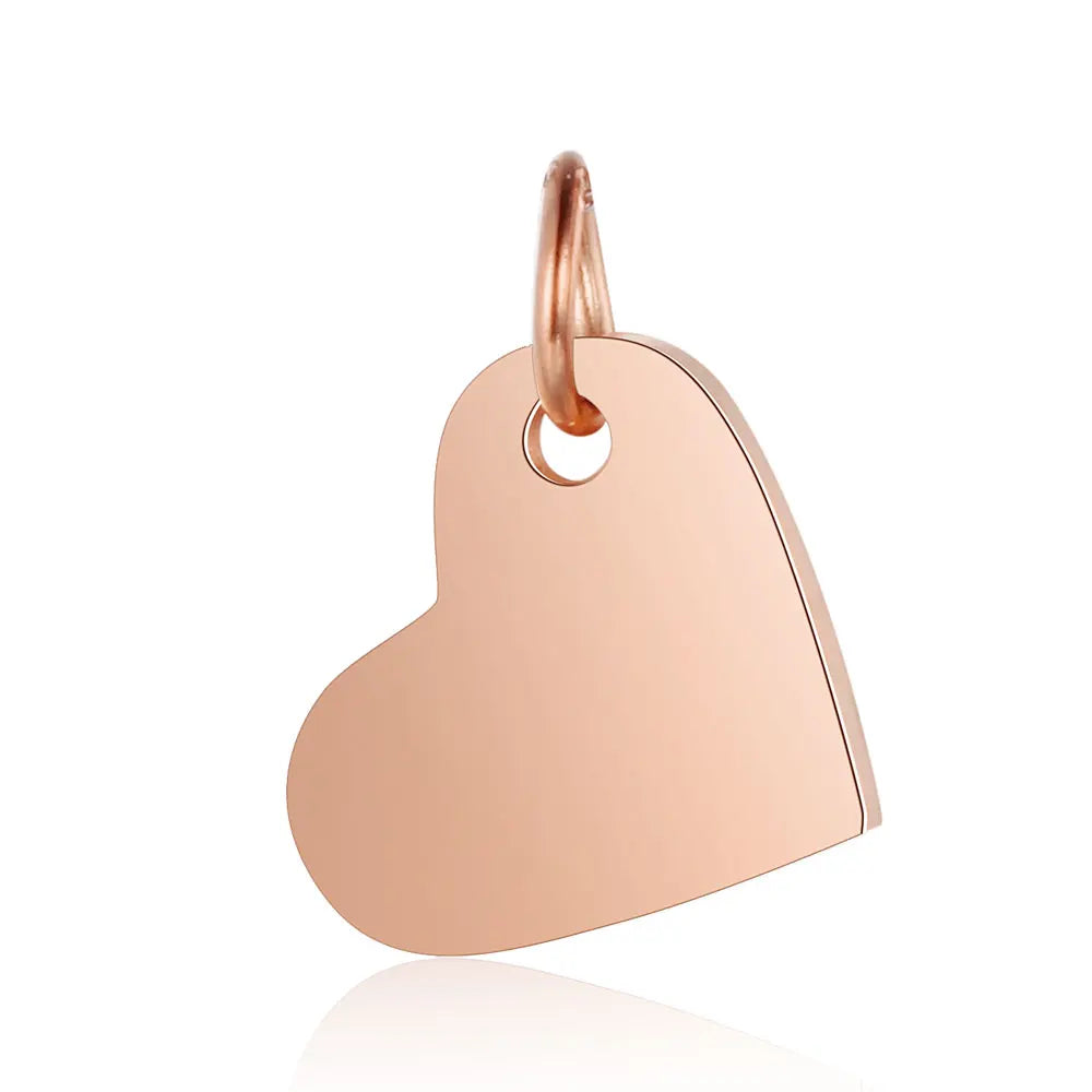316 Stainless Steel Heart Tag Charm Pendant for DIY Jewelry Making