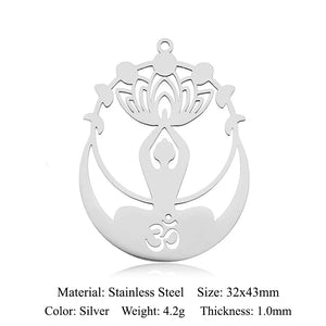 5pcs 316 Stainless Steel Om Yoga Buddha Earring Pendant Jewelry Charm