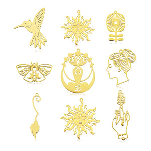 5pcs 316 Stainless Steel Om Yoga Buddha Earring Pendant Jewelry Charm