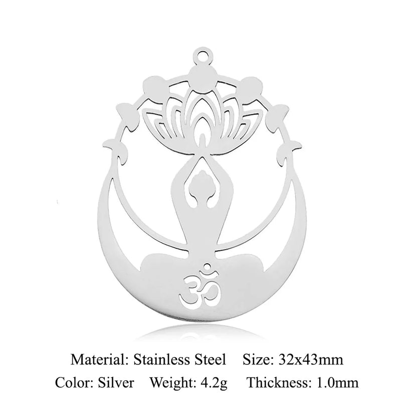 5pcs 316 Stainless Steel Om Yoga Buddha Earring Pendant Jewelry Charm