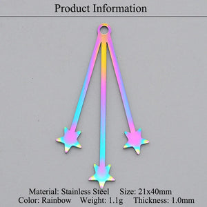 5pcs 316 Stainless Steel Rainbow Charm Pendant DIY Earring Jewelry