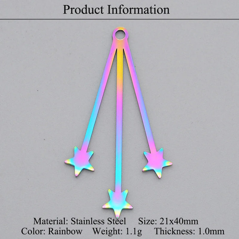 5pcs 316 Stainless Steel Rainbow Charm Pendant DIY Earring Jewelry