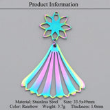 5pcs 316 Stainless Steel Rainbow Charm Pendant DIY Earring Jewelry