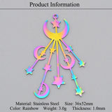 5pcs 316 Stainless Steel Rainbow Charm Pendant DIY Earring Jewelry