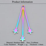 5pcs 316 Stainless Steel Rainbow Charm Pendant DIY Earring Jewelry