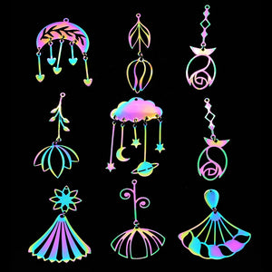 316 Stainless Steel Rainbow Star Moon Planet DIY Earring Charm Pendant
