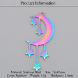 316 Stainless Steel Rainbow Star Moon Planet DIY Earring Charm Pendant