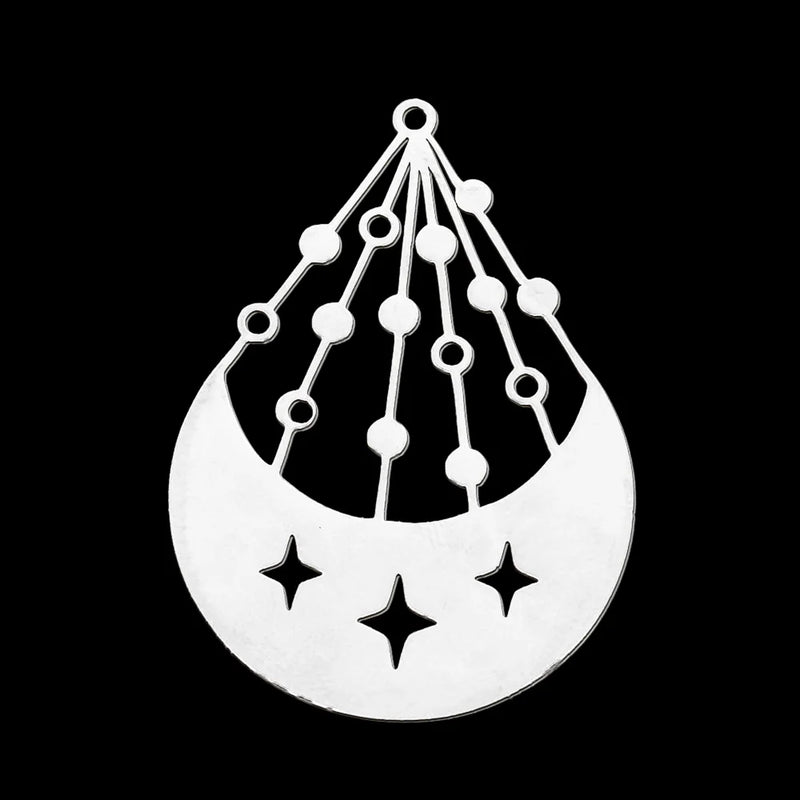 5pcs 316 Stainless Steel Star Moon Planet Charms Pendant for necklaces