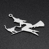 5pcs 316 Stainless Steel Witch Charm Pendant for Bracelet Making