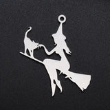 5pcs 316 Stainless Steel Witch Charm Pendant for Bracelet Making