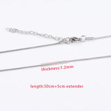 5pcs 316L Stainless Steel Snake Chain Necklace 1.2mm 1.5mm 45+5cm Adjustable