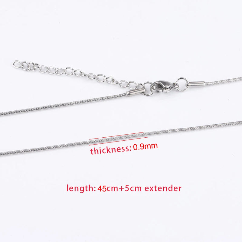 5pcs 316L Stainless Steel Snake Chain Necklace 1.2mm 1.5mm 45+5cm Adjustable