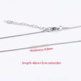 5pcs 316L Stainless Steel Snake Chain Necklace 1.2mm 1.5mm 45+5cm Adjustable