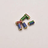 5pcs 6*12mm Cloisonn? Style Barrel Beads Gold-plated Brass Jewelry Spacer JA0487