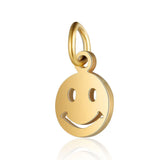 5pcs Stainless Steel Smiling Face Round Pendant Charms