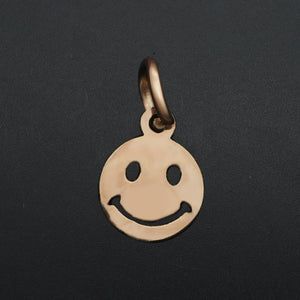 5pcs Stainless Steel Smiling Face Round Pendant Charms
