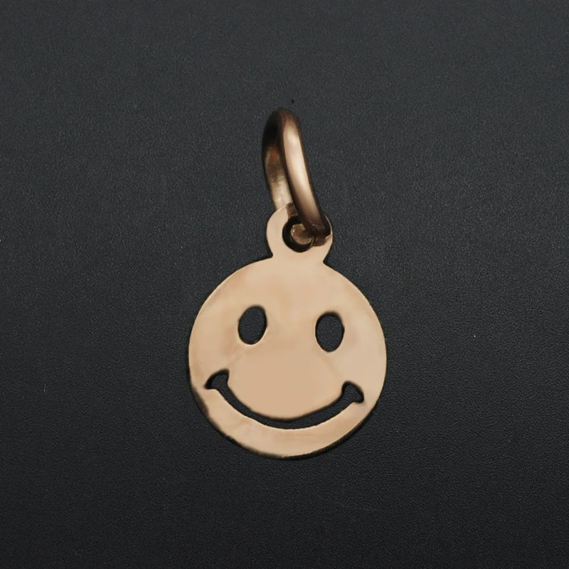 5pcs Stainless Steel Smiling Face Round Pendant Charms