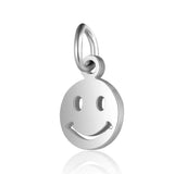 5pcs Stainless Steel Smiling Face Round Pendant Charms