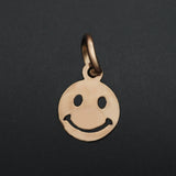 5pcs Stainless Steel Smiling Face Round Pendant Charms