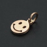 5pcs Stainless Steel Smiling Face Round Pendant Charms
