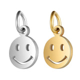 5pcs Stainless Steel Smiling Face Round Pendant Charms