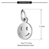 5pcs Stainless Steel Smiling Face Round Pendant Charms