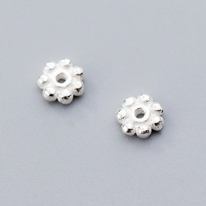 5pcs 925 Sterling Silver Flower Beading Spacer Charm 4mm DIY Jewelry Making