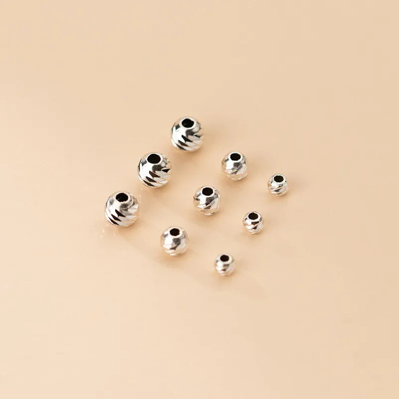 5pcs 925 Silver Screw Thread Round Beads 3mm 4mm 5mm S925 Spacer DIY Jewelry