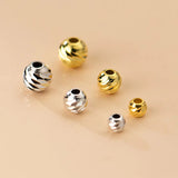 5pcs 925 Silver Screw Thread Round Beads 3mm 4mm 5mm S925 Spacer DIY Jewelry