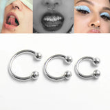 925 Sterling Silver Horseshoe Circular Ring Piercing Jewelry