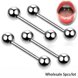 5pcs 925 Sterling Silver Tongue Eyebrow Nipple Barbell Piercing