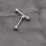 5pcs 925 Sterling Silver Tongue Eyebrow Nipple Barbell Piercing