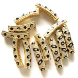 5pcs Leopard Print Curved Tube Spacers Gold-Plate Jewelry DIY Accessory
