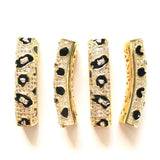 5pcs Leopard Print Curved Tube Spacers Gold-Plate Jewelry DIY Accessory