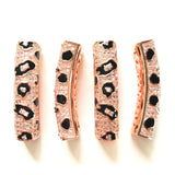 5pcs Leopard Print Curved Tube Spacers Gold-Plate Jewelry DIY Accessory