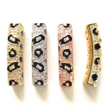5pcs Leopard Print Curved Tube Spacers Gold-Plate Jewelry DIY Accessory