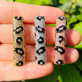 5pcs Leopard Print Curved Tube Spacers Gold-Plate Jewelry DIY Accessory