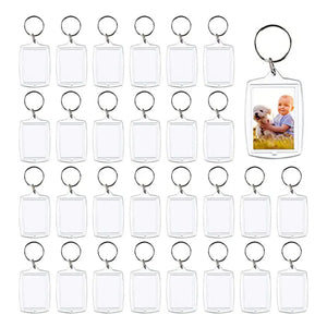 5pcs Acrylic Blank Round Photo Insert Keychains - DIY Keyring Crafts Accessories