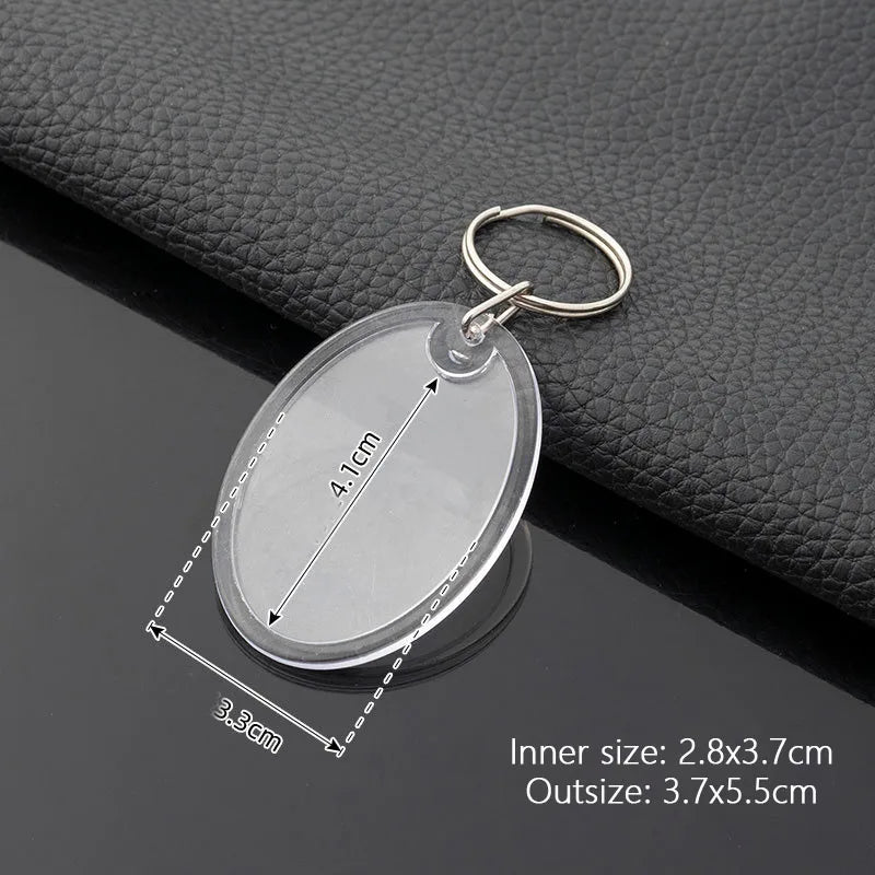 5pcs Acrylic Blank Round Photo Insert Keychains - DIY Keyring Crafts Accessories