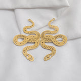 5pcs Brass Snake Charm, Moon Phases on Snake Pendant, Laser Cut Supplies