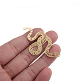 5pcs Brass Snake Charm, Moon Phases on Snake Pendant, Laser Cut Supplies