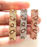 5pcs Brown Leopard Print Tube Bar Spacer for Women Bracelet Making