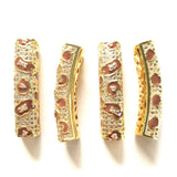 5pcs Brown Leopard Print Tube Bar Spacer for Women Bracelet Making