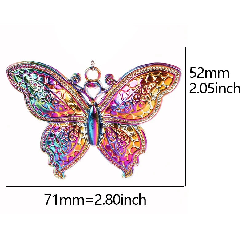 5pcs Butterfly DIY Rainbow Charms Jewelry Earring Crafts Findings Pendant