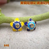5pcs Cloisonne Craft Copper Beads Caps 10mm Enamel Tassel Caps DIY Bracelet