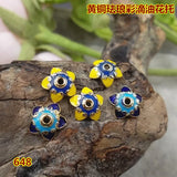 5pcs Cloisonne Craft Copper Beads Caps 10mm Enamel Tassel Caps DIY Bracelet